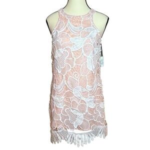 Revolve Lovers + Friends NWT Caspian Lace Dress Size S Cream Pink Racerback